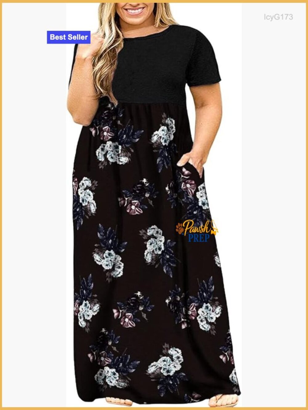 Plus Size Maxi Dress with Pockets, Casual Summer Beach Long Dress